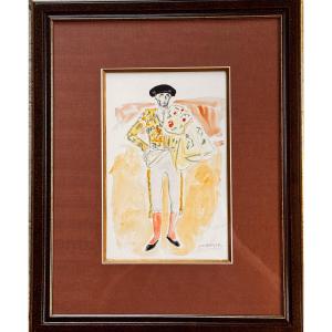 Yves Brayer (1907–1990) – “bullfighter In Parade Cape” Original Signed Watercolor 