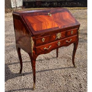 A Louis XV Period Slant-front Desk In Rosewood And Gilt Bronze  