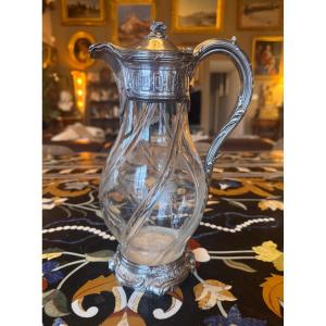 Cut Crystal And Silver Ewer, Louis XV Style, Late 19th Century.