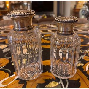 Pair Of Crystal And Sterling Silver Toiletry Bottles – Maison Augier, Paris  