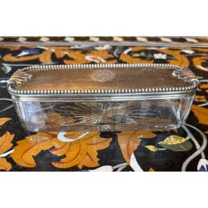 Cut Crystal And Sterling Silver Box – Maison Auger, Paris. Minerva 1st Standard Hallmark.  