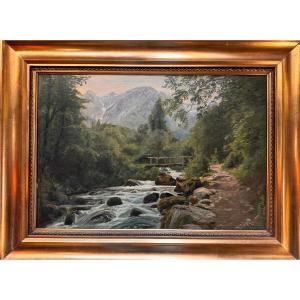 Peter Mørch Christian Zacho (1843-1913) River Landscape In Undergrowth By A Roadside