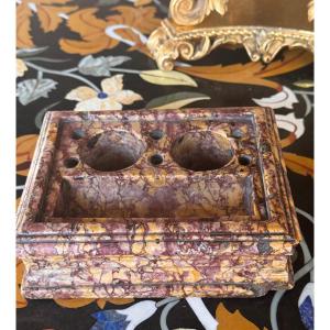 Louis XIV Period Inkwell In Breccia Marble – 17th Century.