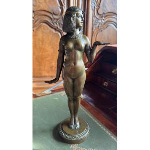 Stehle Alois (1854-1952) Figure Of An Egyptian Woman Bronze With Nuanced Brown Patina, Signed 