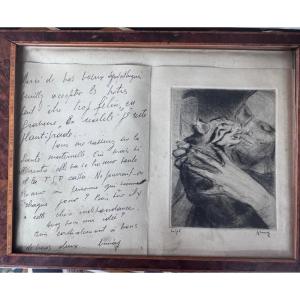Jean Vinay (1907-1978) Le Chat Et La Main - Original Engraving Numbered And Annotated.
