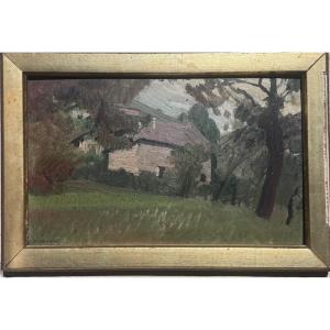 Jules Flandrin (1871-1947) - Paysage Des Environs De Corenc Oil On Panel .