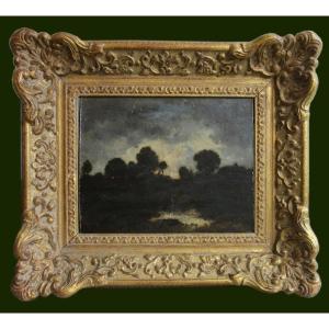 Oil Painting On Panel "landscape" Sign. N.diaz