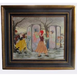 Oil Painting On Canvas Signed M.frigoli