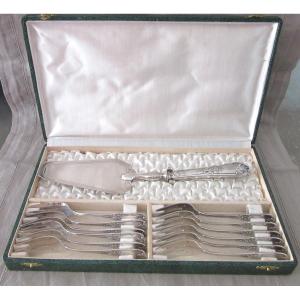 Silver-plated Metal Dessert Service, 20th Century