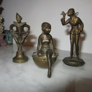 Set Of Three Small Bronze Figures 