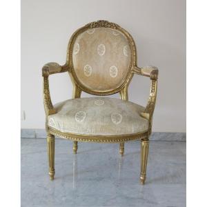 Giltwood Armchair In The Louis XVI Style. 19th Century