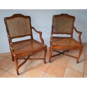 Pair Of Regency Period Caned Armchairs