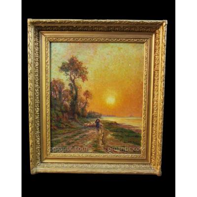 Oil On Canvas Signed Lelièvre "shepherdess"