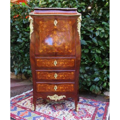 Small Secretary At Doucine In Marquetry Of Flowers Ep.19th