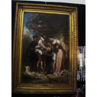 Huile Sur Toile Signée Henri Charles Antoine Baron 1816-1885