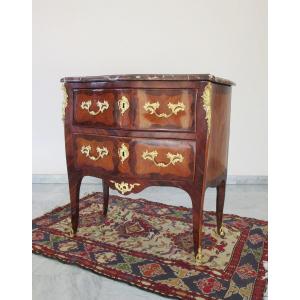 Commode In Rose Marquetry Ep. Louis XV Stamped M.criaerd