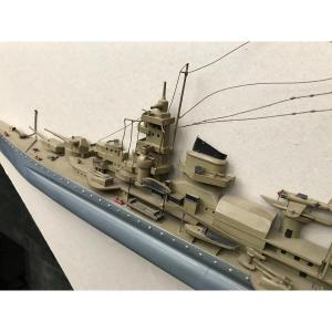 Half  Solid Wood Custom Made Model Of A German Warship