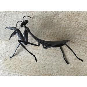 Wrought Iron Praying Mantis Jizai Okimono