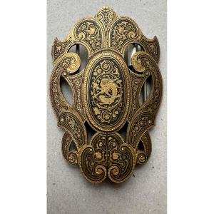 Large Belt Buckle In Damascened Iron