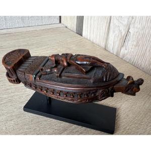 Napoleonic Ship Snuff Box In Corozo
