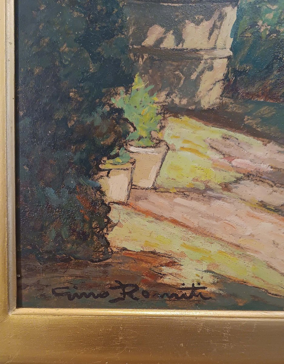 DIPINTO SCORCIO DI GIARDINO INIZI XX SECOLO-photo-4