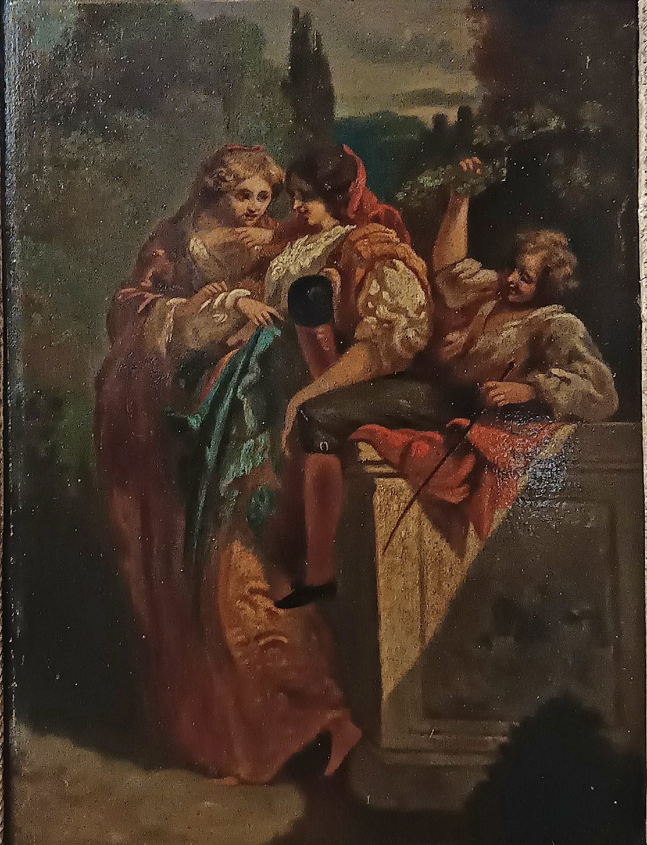 PICCOLO QUADRO CON SCENA DI GENERE FINE DEL XVIII SECOLO-photo-3