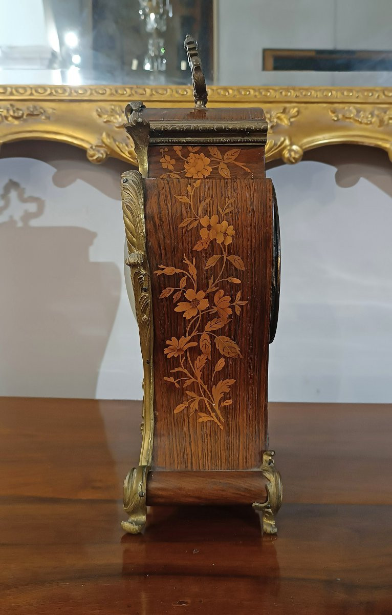 OROLOGIO INTARSIATO CON BRONZI PRIMI DEL XIX SECOLO-photo-4