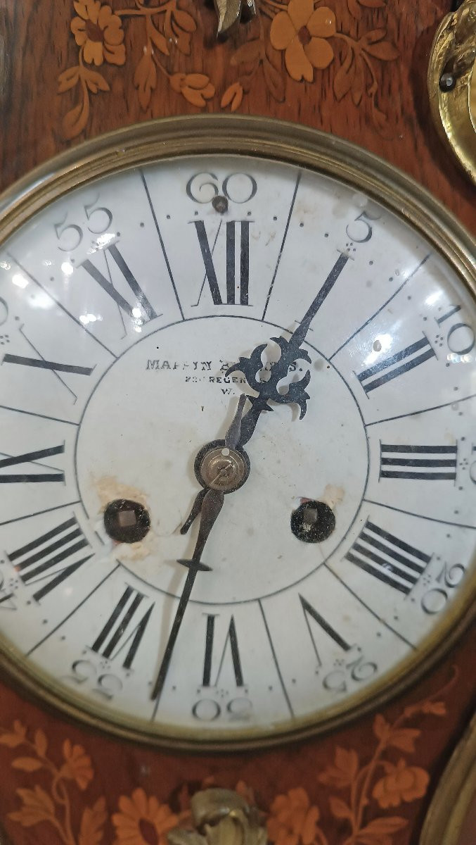 OROLOGIO INTARSIATO CON BRONZI PRIMI DEL XIX SECOLO-photo-3