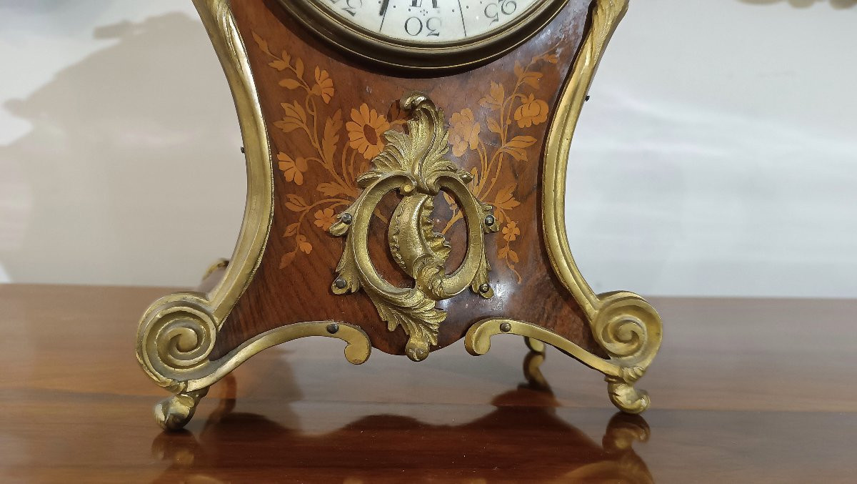 OROLOGIO INTARSIATO CON BRONZI PRIMI DEL XIX SECOLO-photo-5