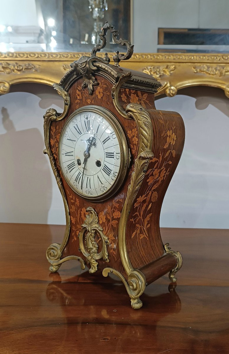 OROLOGIO INTARSIATO CON BRONZI PRIMI DEL XIX SECOLO-photo-7