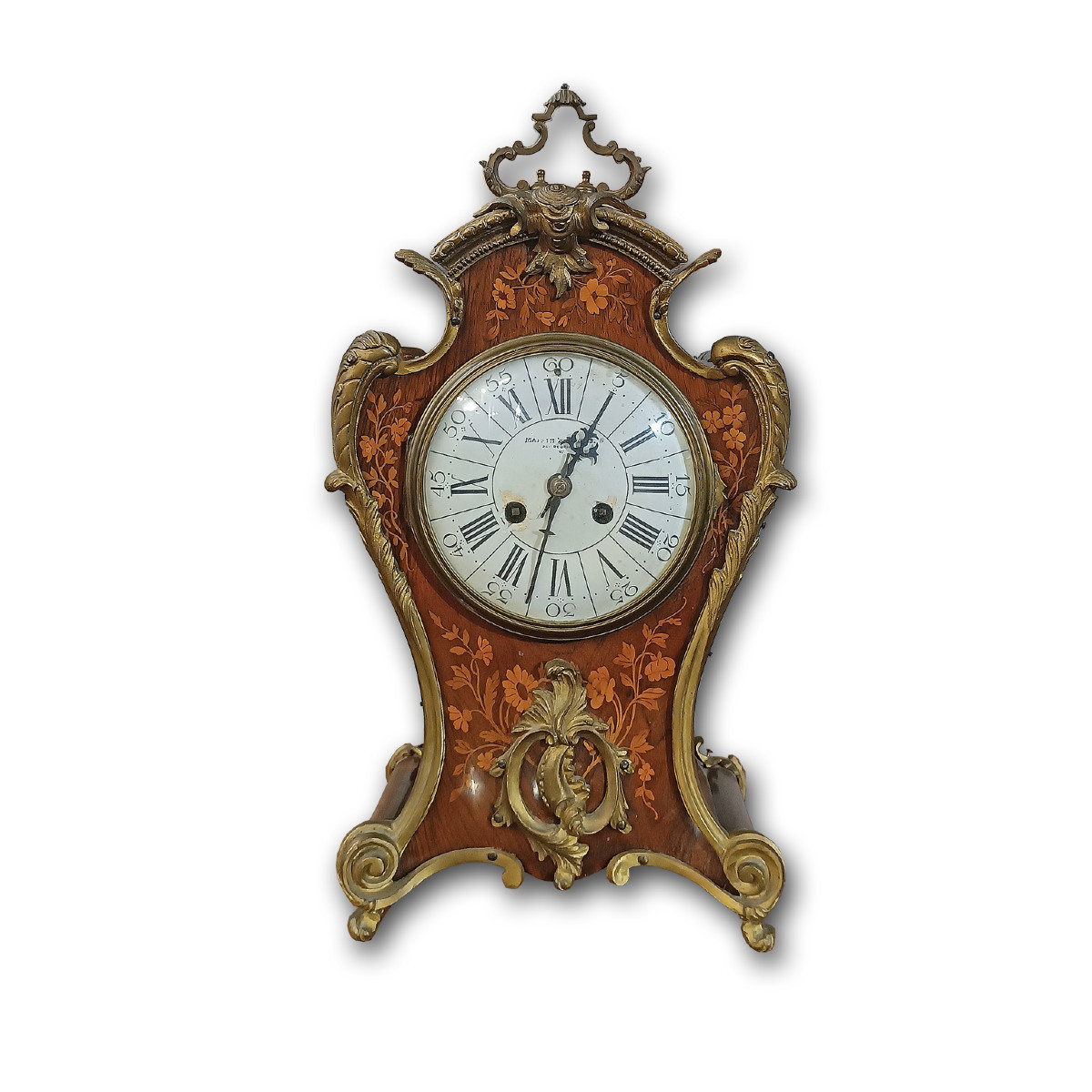 OROLOGIO INTARSIATO CON BRONZI PRIMI DEL XIX SECOLO