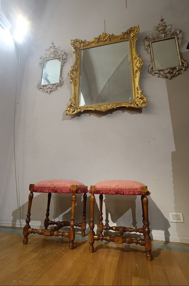 COPPIA DI SGABELLI IN NOCE FINE DEL XVII SECOLO -photo-6