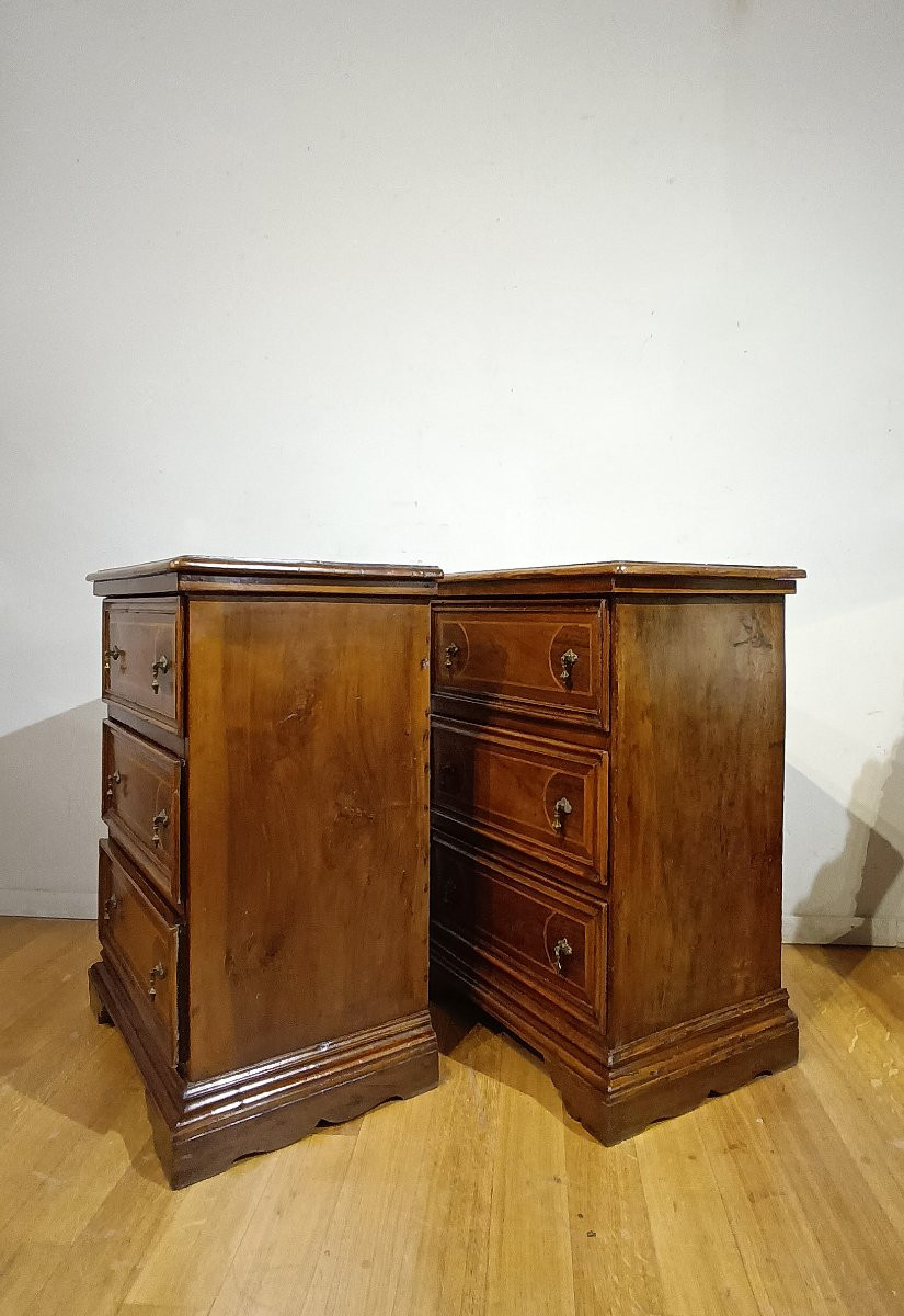 COPPIA DI PICCOLI CASSETTONI IN NOCE LUIGI XIV INIZI XVIII SECOLO-photo-2