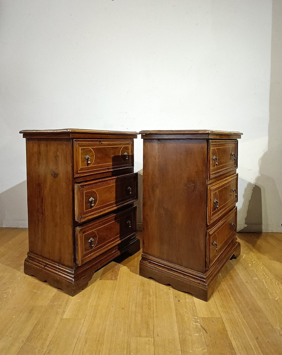 COPPIA DI PICCOLI CASSETTONI IN NOCE LUIGI XIV INIZI XVIII SECOLO-photo-3