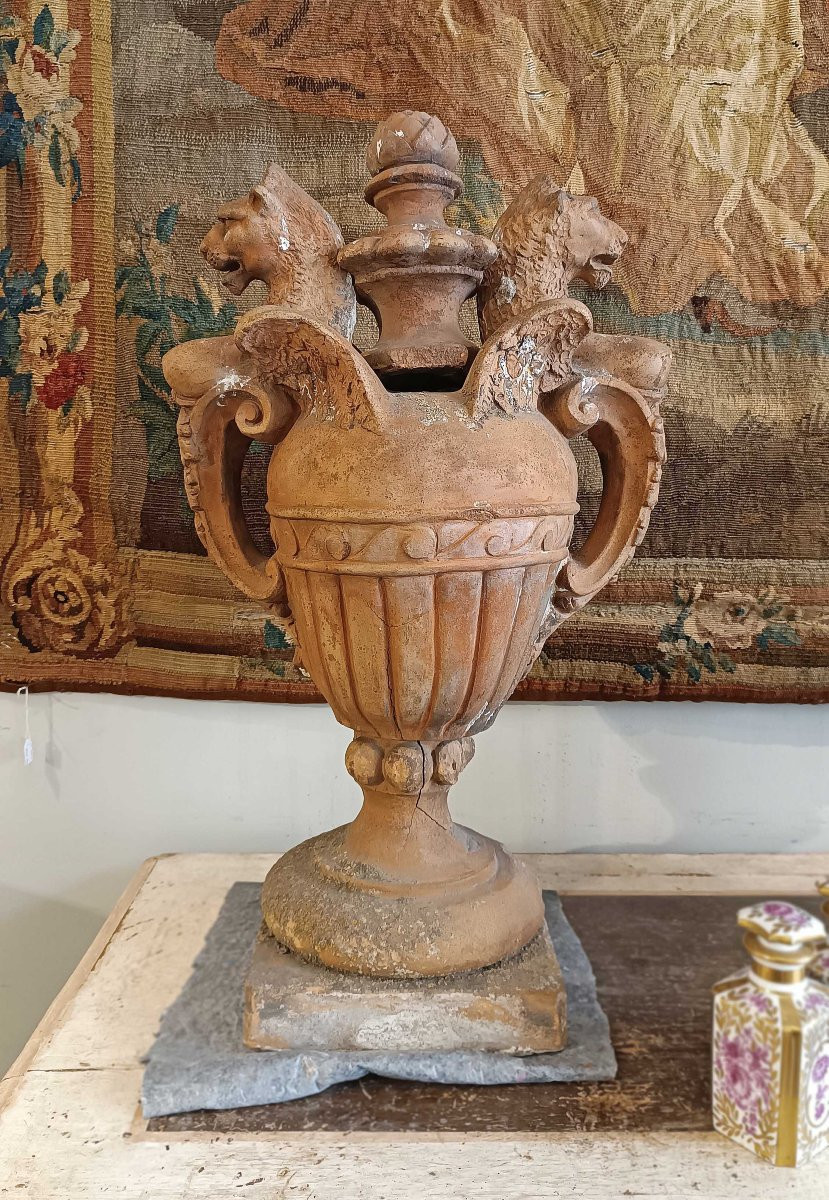 COPPIA DI VASI IN TERRACOTTA NEOCLASSICI FINE DEL XVIII SECOLO-photo-2