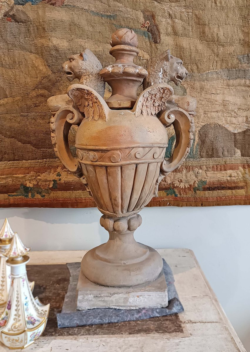 COPPIA DI VASI IN TERRACOTTA NEOCLASSICI FINE DEL XVIII SECOLO-photo-3