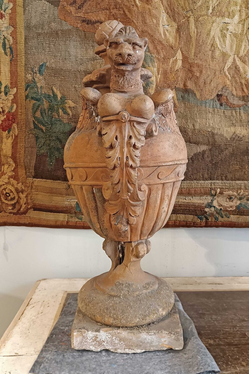 COPPIA DI VASI IN TERRACOTTA NEOCLASSICI FINE DEL XVIII SECOLO-photo-4