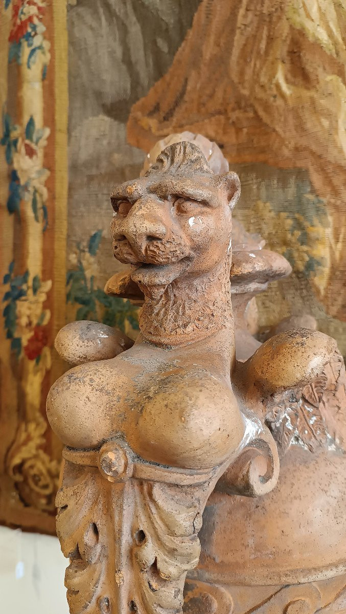 COPPIA DI VASI IN TERRACOTTA NEOCLASSICI FINE DEL XVIII SECOLO-photo-1