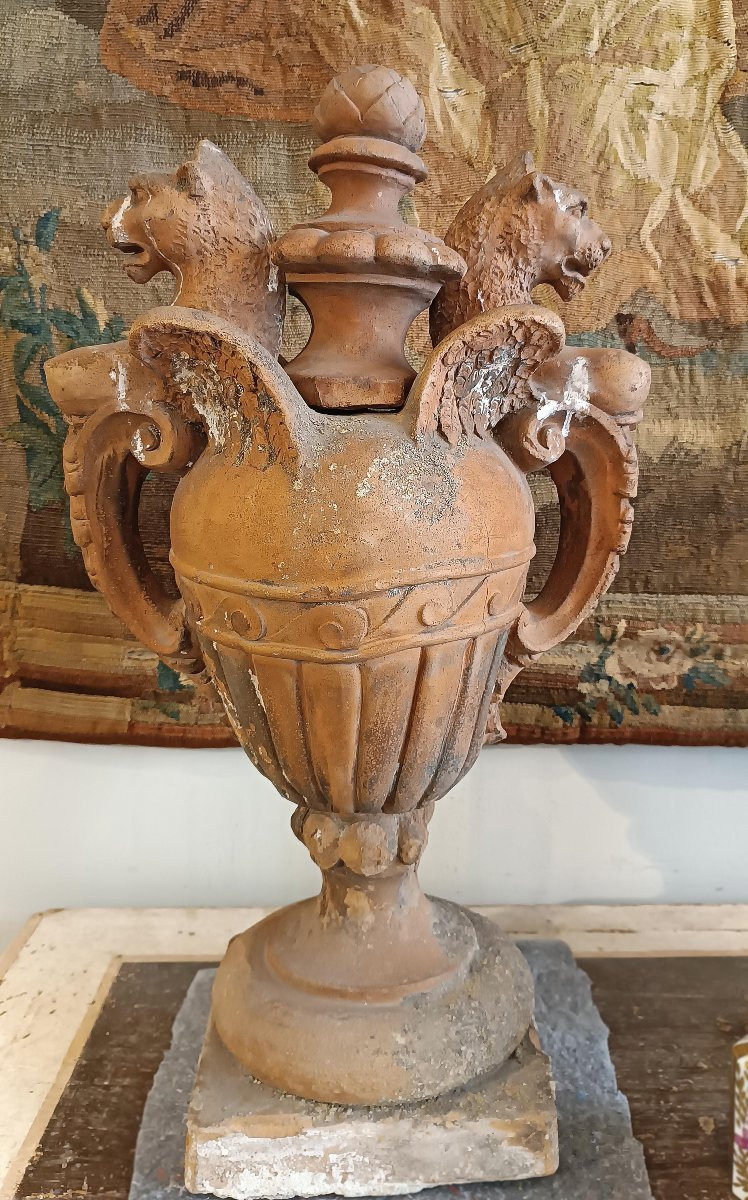 COPPIA DI VASI IN TERRACOTTA NEOCLASSICI FINE DEL XVIII SECOLO-photo-8