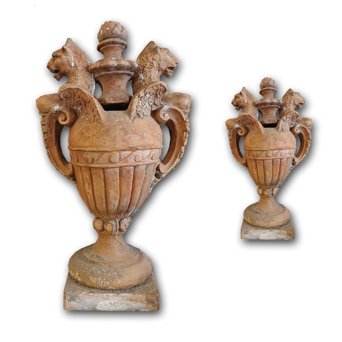 COPPIA DI VASI IN TERRACOTTA NEOCLASSICI FINE DEL XVIII SECOLO