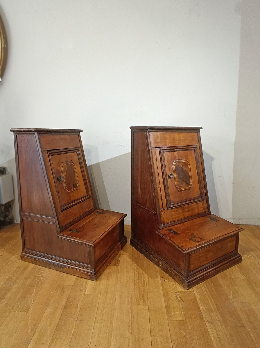 COPPIA DI INGINOCCHIATOI IN NOCE LUIGI XIV FINE XVII SECOLO -photo-4