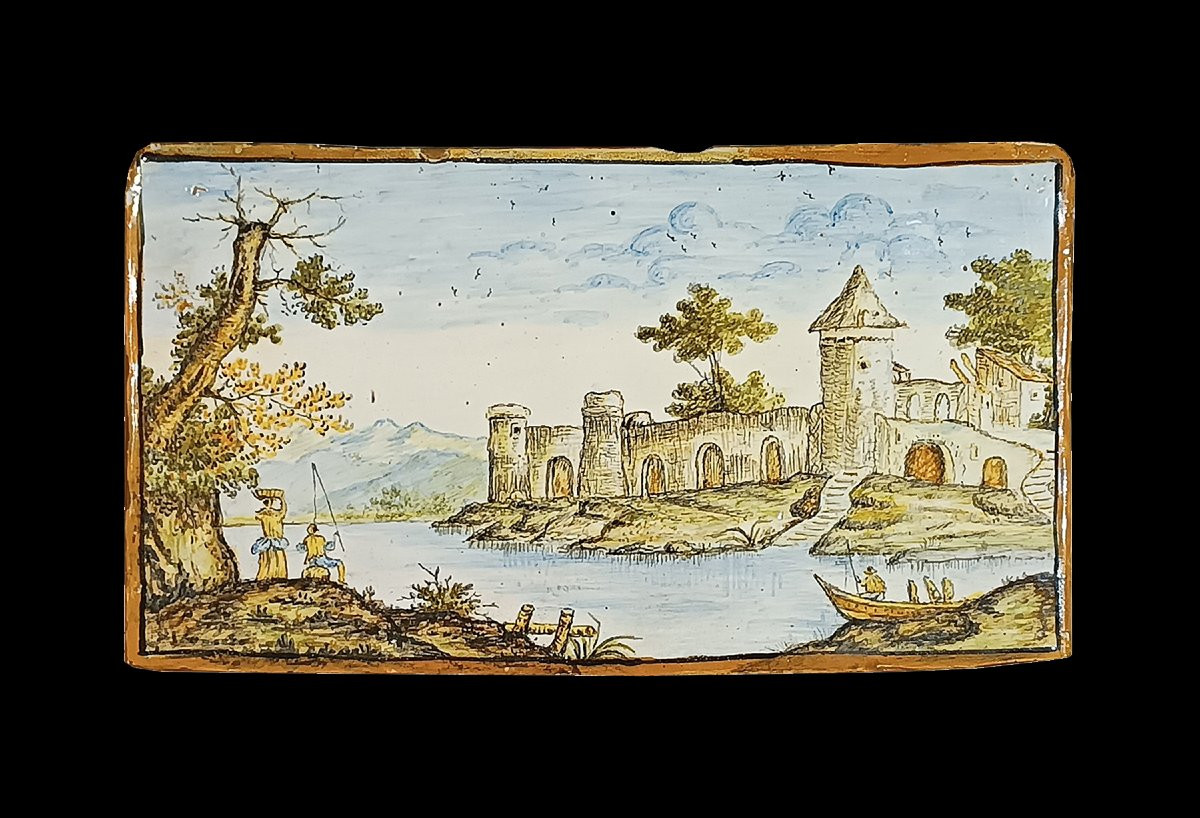 PLACCA IN MAIOLICA CASTELLI FINE XVII SECOLO -photo-2