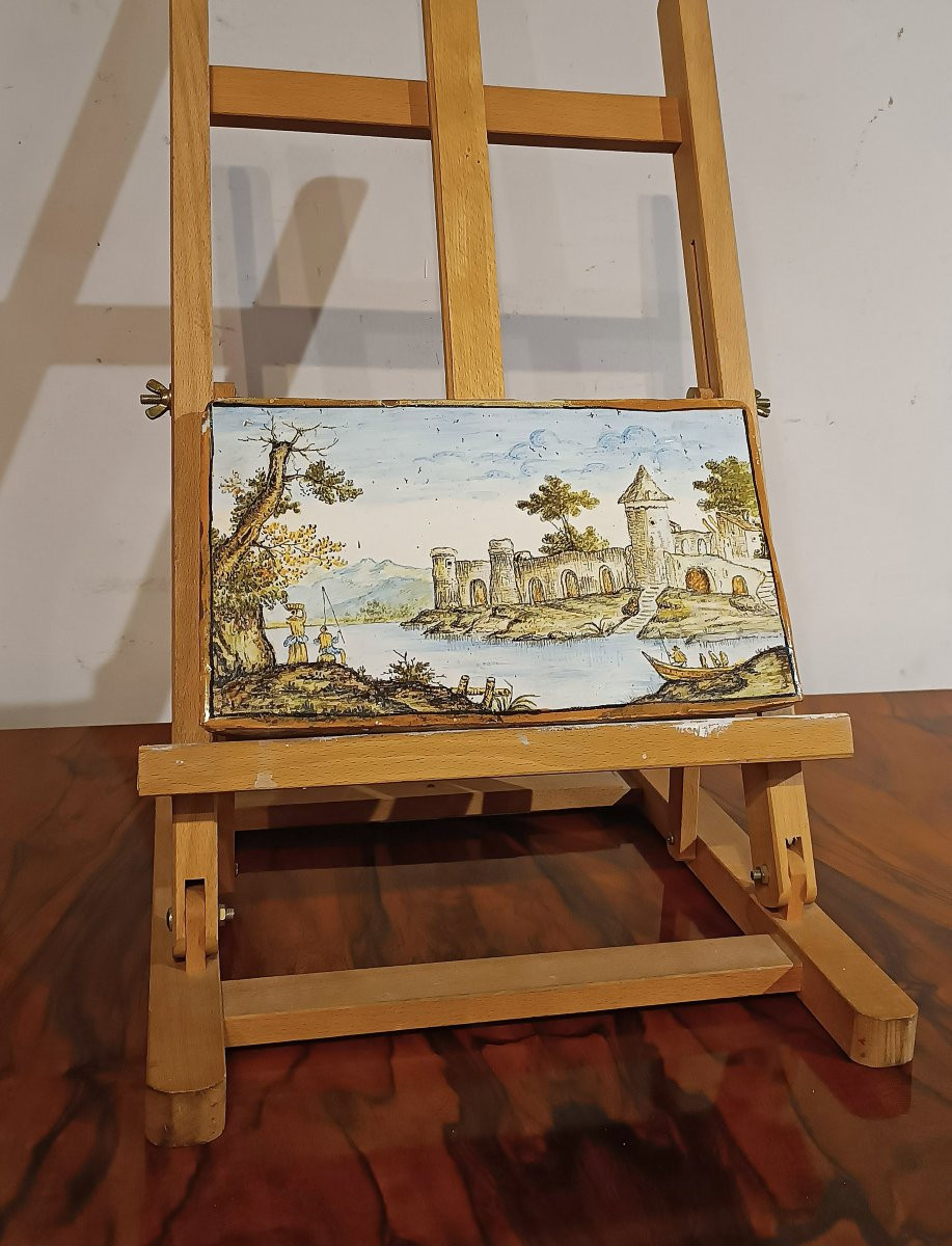 PLACCA IN MAIOLICA CASTELLI FINE XVII SECOLO -photo-3