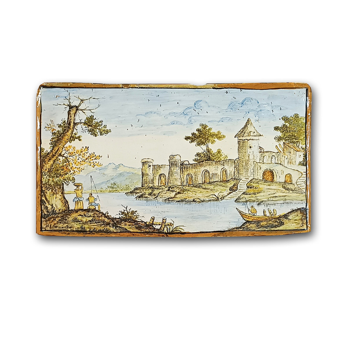 PLACCA IN MAIOLICA CASTELLI FINE XVII SECOLO 