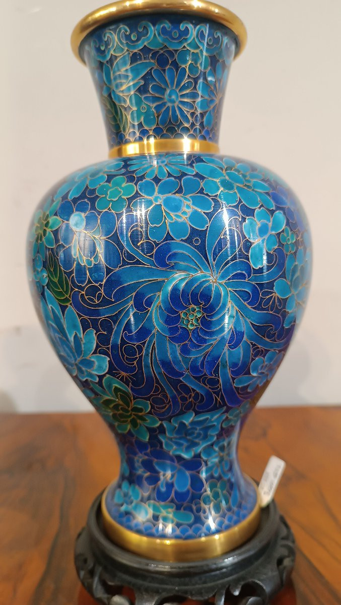 COPPIA DI VASI CLOISONNÉ CINESI FINE XIX-INIZI XX SECOLO-photo-3