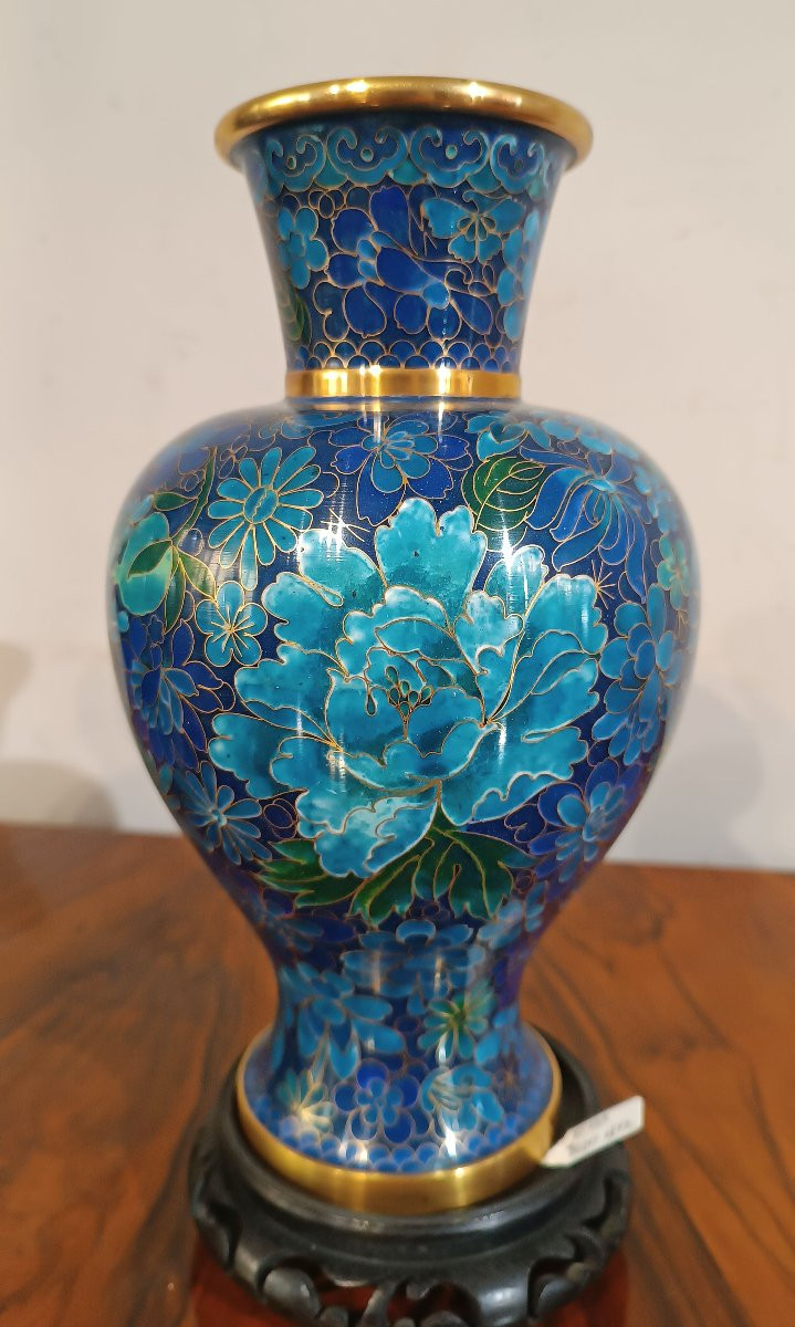 COPPIA DI VASI CLOISONNÉ CINESI FINE XIX-INIZI XX SECOLO-photo-5