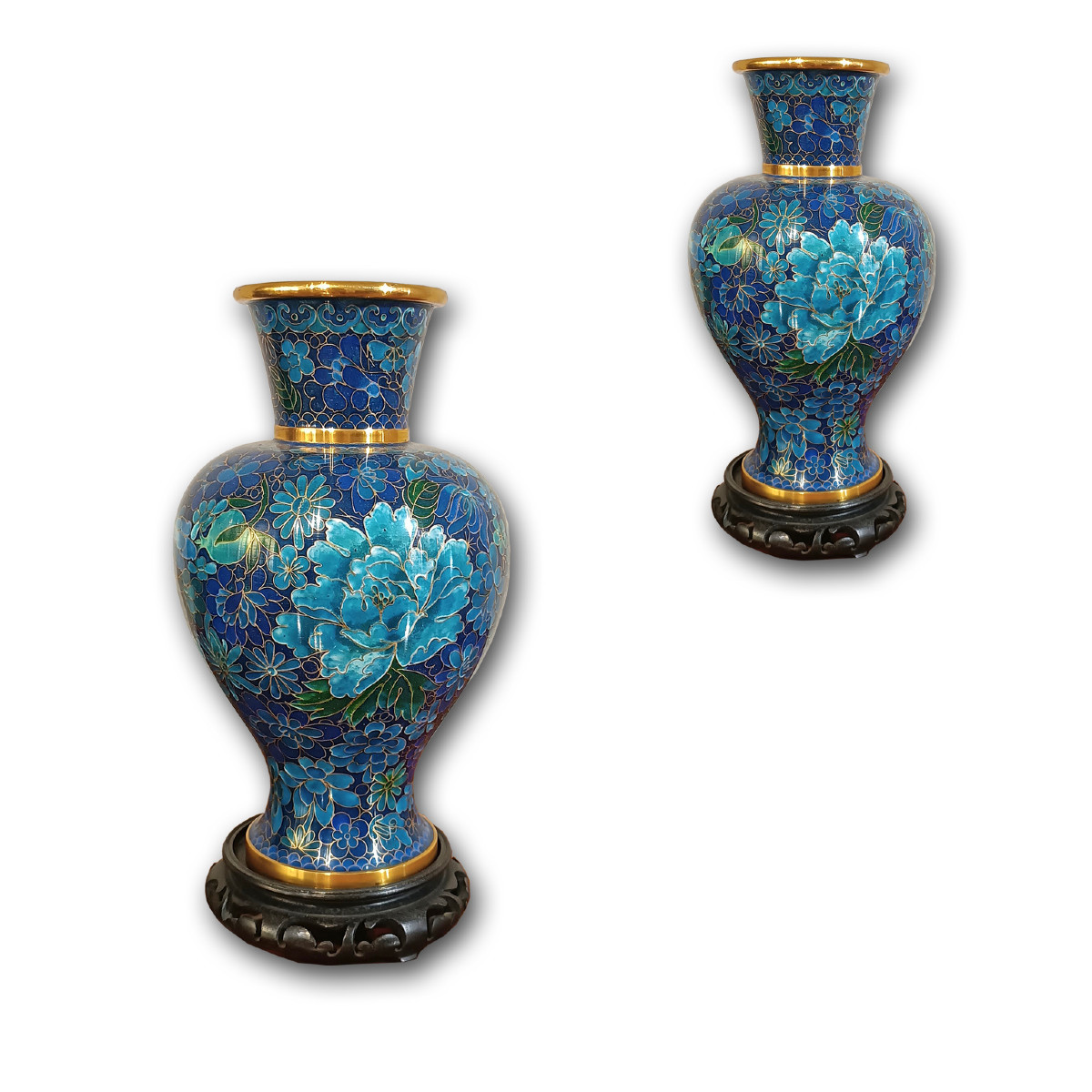 COPPIA DI VASI CLOISONNÉ CINESI FINE XIX-INIZI XX SECOLO