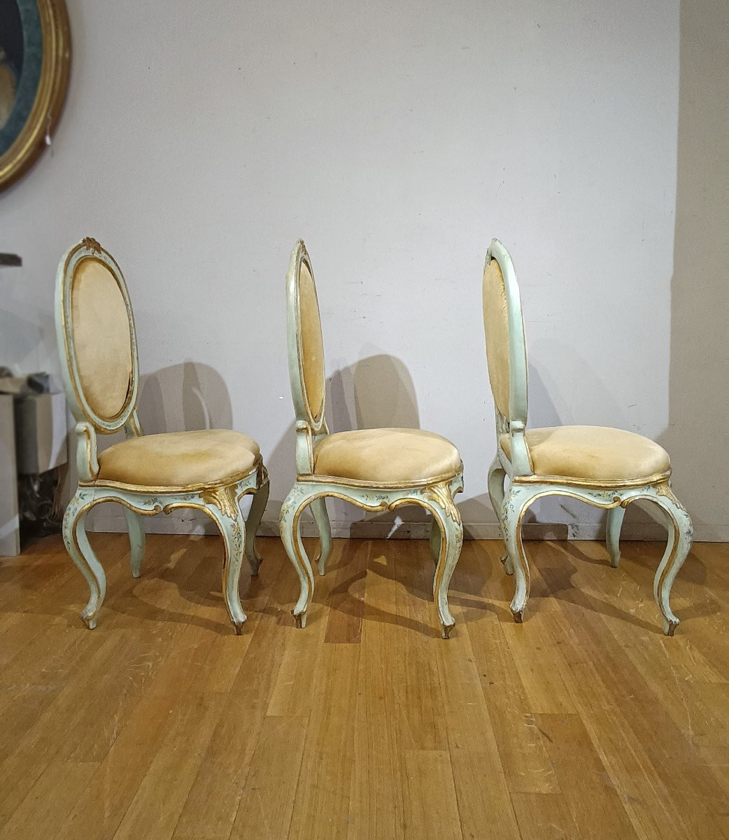 SEI SEDIE LUIGI XV IN LEGNO LACCATO, DIPINTO E DORATO META’ XVIII SECOLO -photo-3