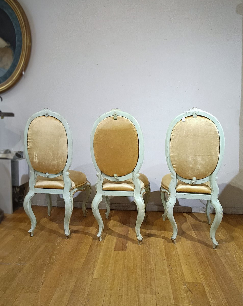 SEI SEDIE LUIGI XV IN LEGNO LACCATO, DIPINTO E DORATO META’ XVIII SECOLO -photo-1