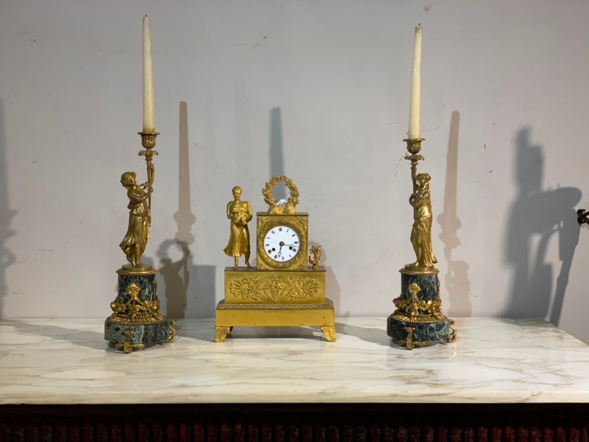 COPPIA DI CANDELABRI CON VESTALI META' DEL XIX SECOLO-photo-3